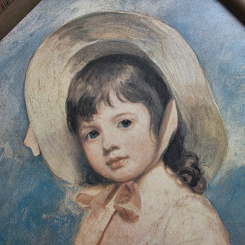 Vintage 70s Tin Lithograph George Romney's‎ Portrait of Miss Juliana Willoughby